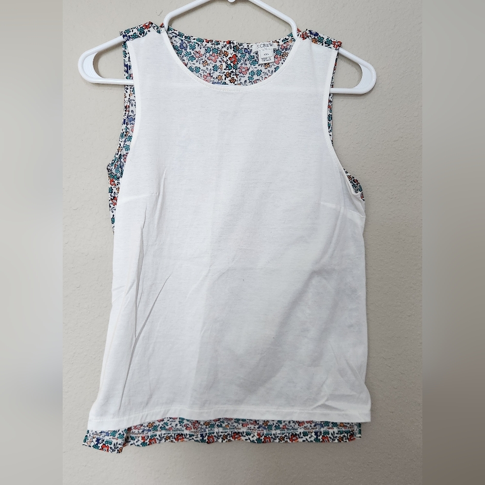 J.crew Floral Cotton White Sleeveless Top Size XXS